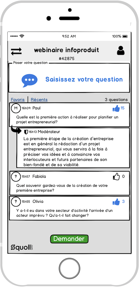 Le sondage en temps réel lors d'un wébinaire est facile avec Squoll.com